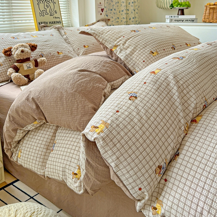 91家纺网 家纺一手货源 找家纺 （总）仟网汇 2025新款古法水洗棉小布袋四件套