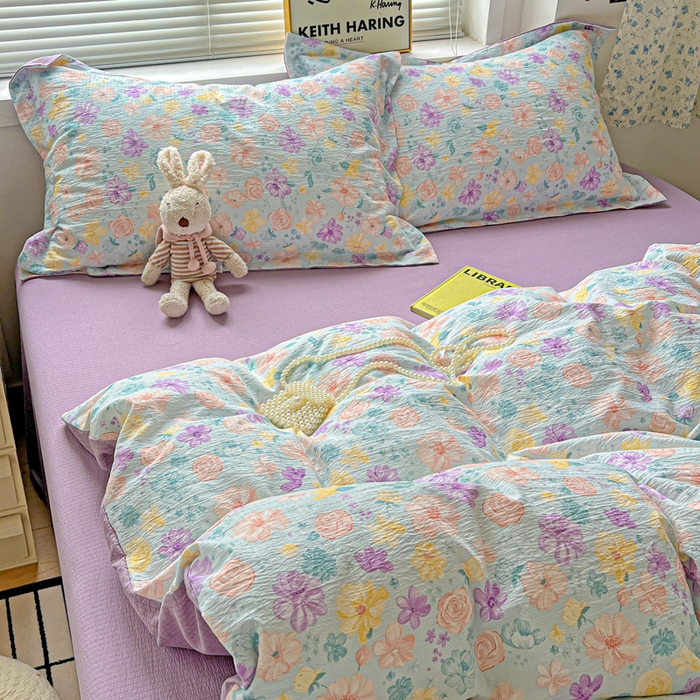 91家纺网 家纺一手货源 找家纺 仟网汇 2025新款古法水洗棉小布袋四件套 艾薇