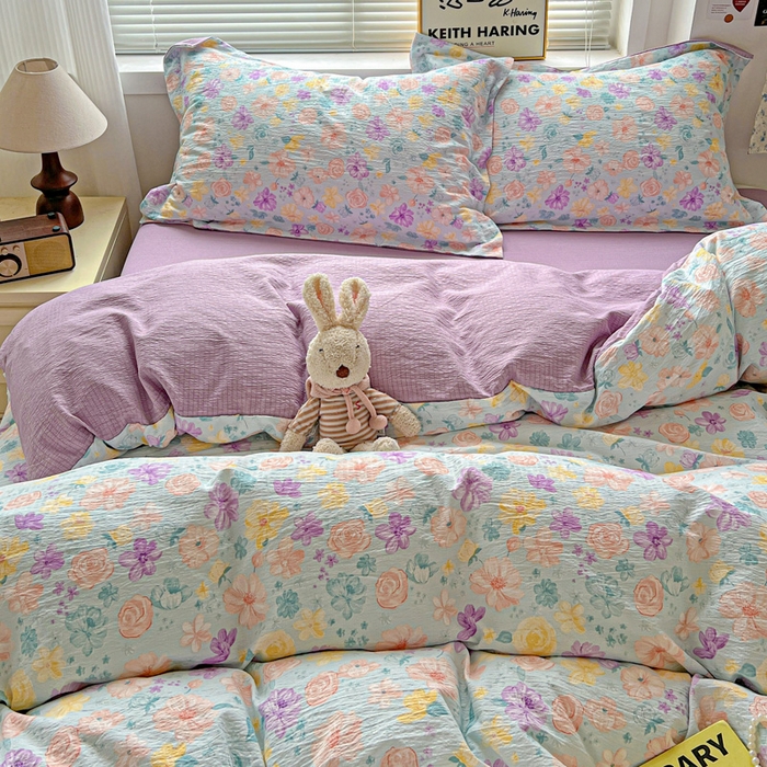 91家纺网 家纺一手货源 找家纺 仟网汇 2025新款古法水洗棉小布袋四件套 艾薇