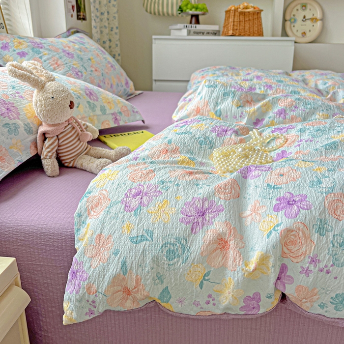 91家纺网 家纺一手货源 找家纺 仟网汇 2025新款古法水洗棉小布袋四件套 艾薇