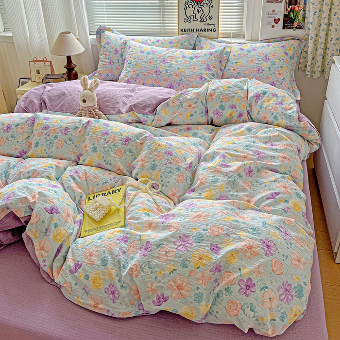 91家纺网 家纺一手货源 找家纺 仟网汇 2025新款古法水洗棉小布袋四件套 艾薇