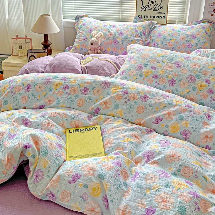 91家纺网 家纺一手货源 找家纺 仟网汇 2025新款古法水洗棉小布袋四件套 艾薇