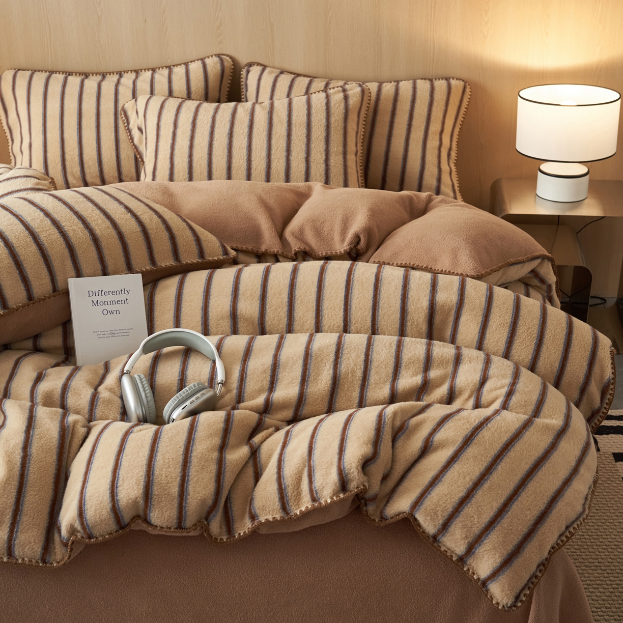 91家纺网 家纺一手货源 找家纺 （总）寐绸家纺 2025秋冬新款230g羊毛绒牛奶绒简约四件套