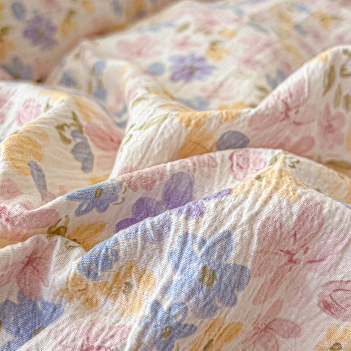 91家纺网 家纺一手货源 找家纺 仟网汇 2025新款古法水洗棉小布袋四件套 花海粉