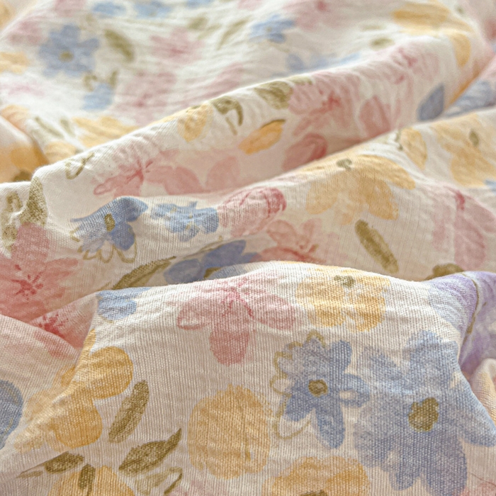 91家纺网 家纺一手货源 找家纺 仟网汇 2025新款古法水洗棉小布袋四件套 花海粉