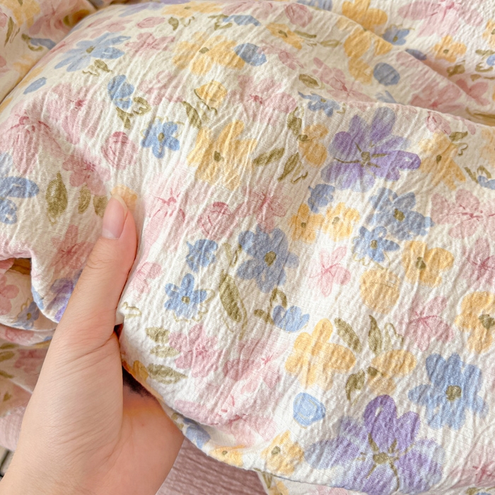 91家纺网 家纺一手货源 找家纺 仟网汇 2025新款古法水洗棉小布袋四件套 花海粉