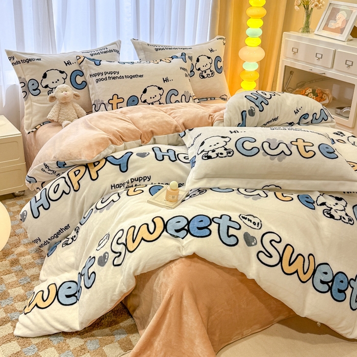 91家纺网 家纺一手货源 找家纺 （总）宅部落 2025新款高克重牛奶绒四件套法莱绒三件套单被套