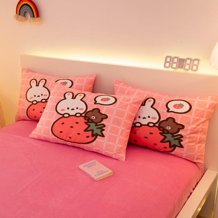 91家纺网 家纺一手货源 找家纺 （总）一电 2025新款外贸跨境电商儿童卡通枕套亲肤牛奶绒学生枕头套子2