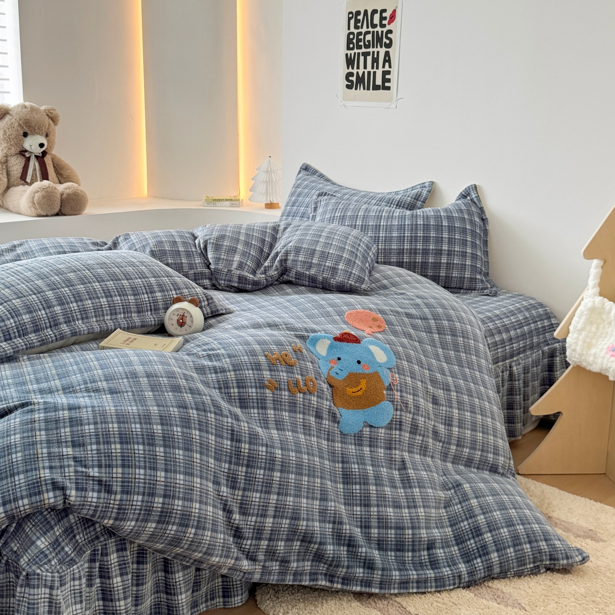 91家纺网 家纺一手货源 找家纺 （总）希朵家纺 2025新款可爱牛奶绒毛巾绣床盖四件套