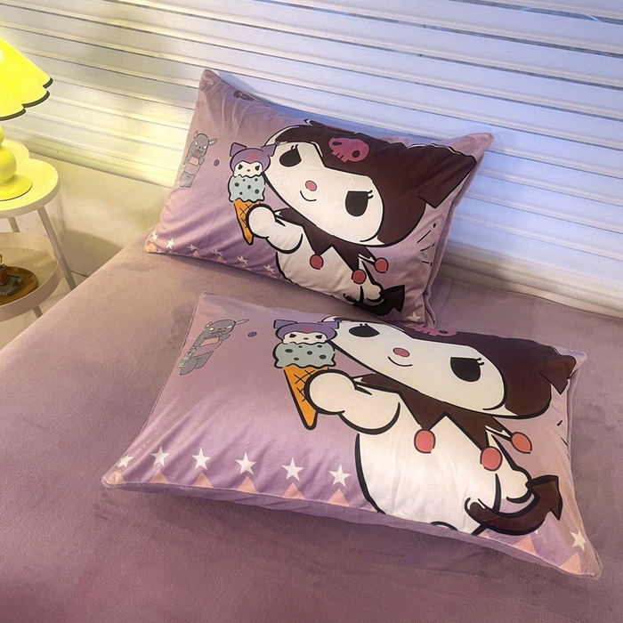 一电 2025新款外贸跨境电商儿童卡通枕套亲肤牛奶绒学生枕头套子2 甜筒库洛米