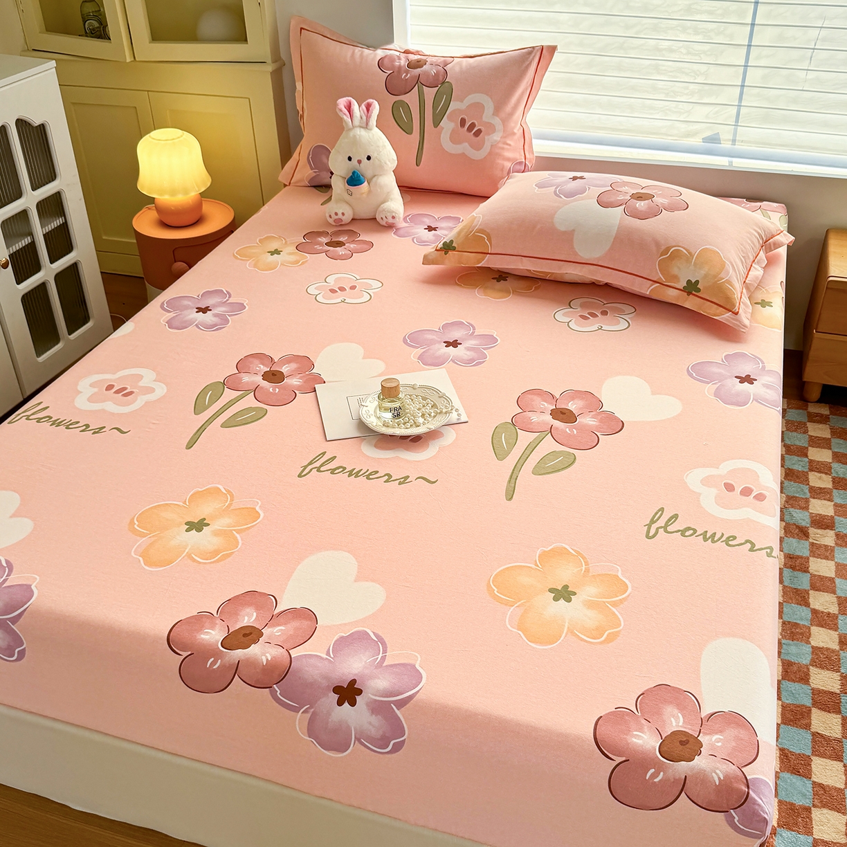 91家纺网 家纺一手货源 找家纺 壹贝家纺 2025新款全棉磨毛床笠系列 安妮