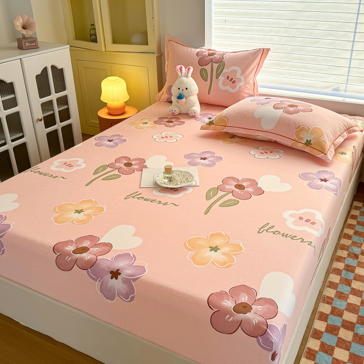 91家纺网 家纺一手货源 找家纺 壹贝家纺 2025新款全棉磨毛床笠系列 安妮