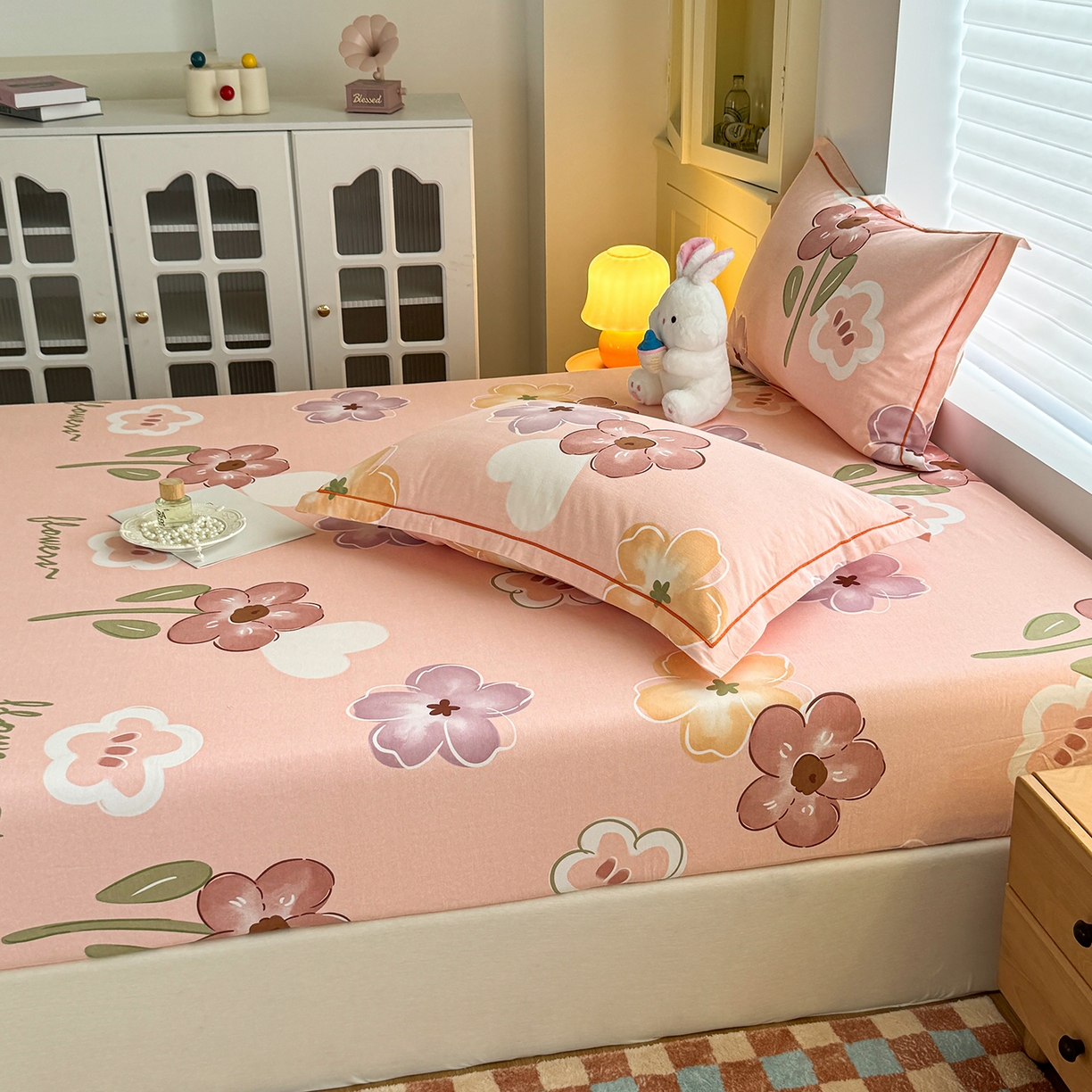 91家纺网 家纺一手货源 找家纺 壹贝家纺 2025新款全棉磨毛床笠系列 安妮