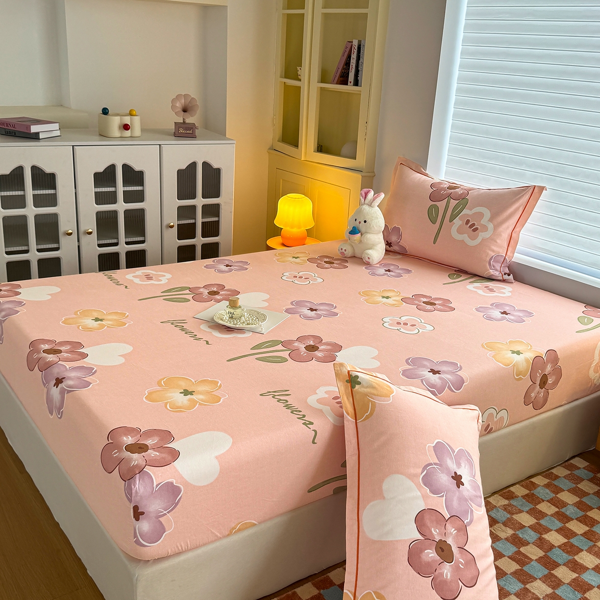 91家纺网 家纺一手货源 找家纺 壹贝家纺 2025新款全棉磨毛床笠系列 安妮