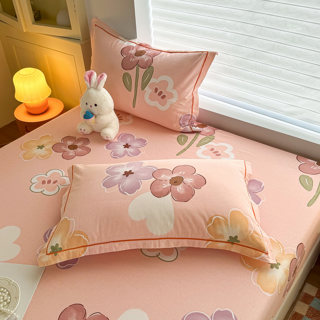 91家纺网 家纺一手货源 找家纺 壹贝家纺 2025新款全棉磨毛床笠系列 安妮