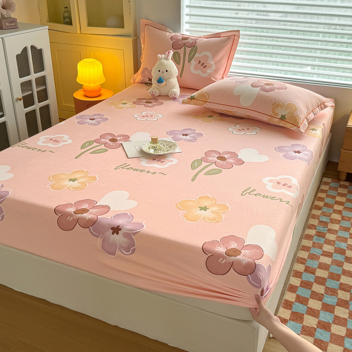 91家纺网 家纺一手货源 找家纺 壹贝家纺 2025新款全棉磨毛床笠系列 安妮