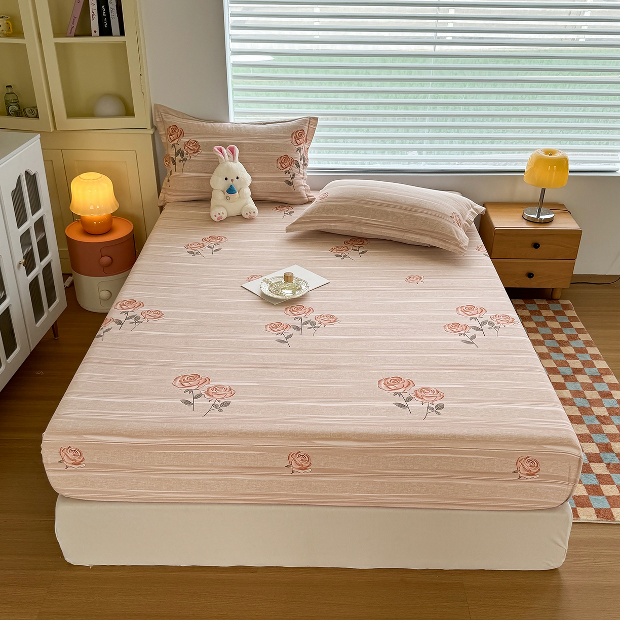 91家纺网 家纺一手货源 找家纺 壹贝家纺 2025新款全棉磨毛床笠系列 暗香