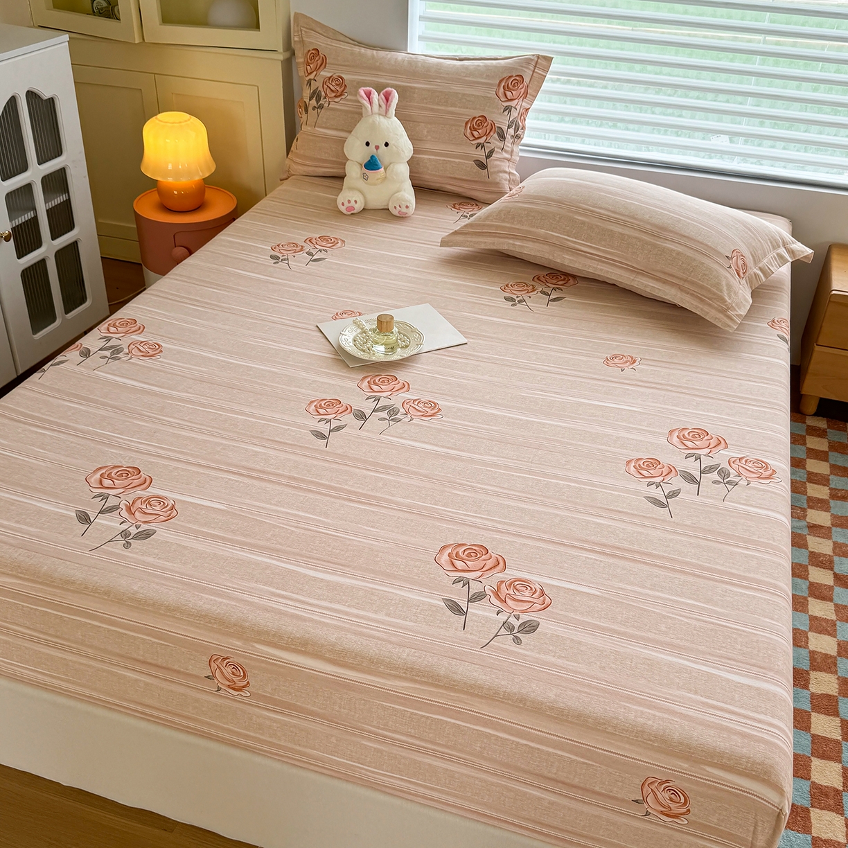 91家纺网 家纺一手货源 找家纺 壹贝家纺 2025新款全棉磨毛床笠系列 暗香