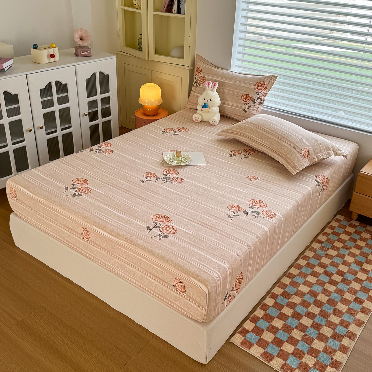 91家纺网 家纺一手货源 找家纺 壹贝家纺 2025新款全棉磨毛床笠系列 暗香