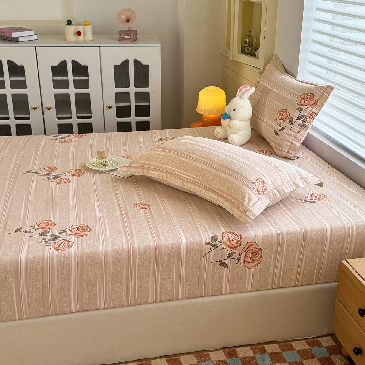 91家纺网 家纺一手货源 找家纺 壹贝家纺 2025新款全棉磨毛床笠系列 暗香