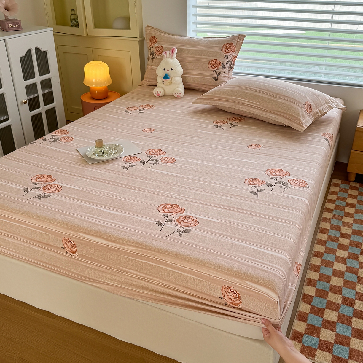 91家纺网 家纺一手货源 找家纺 壹贝家纺 2025新款全棉磨毛床笠系列 暗香