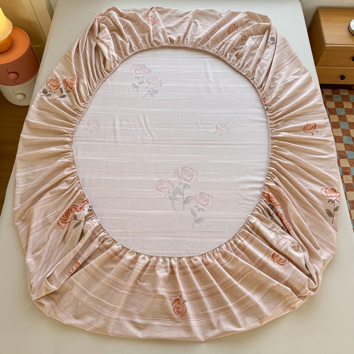 91家纺网 家纺一手货源 找家纺 壹贝家纺 2025新款全棉磨毛床笠系列 暗香