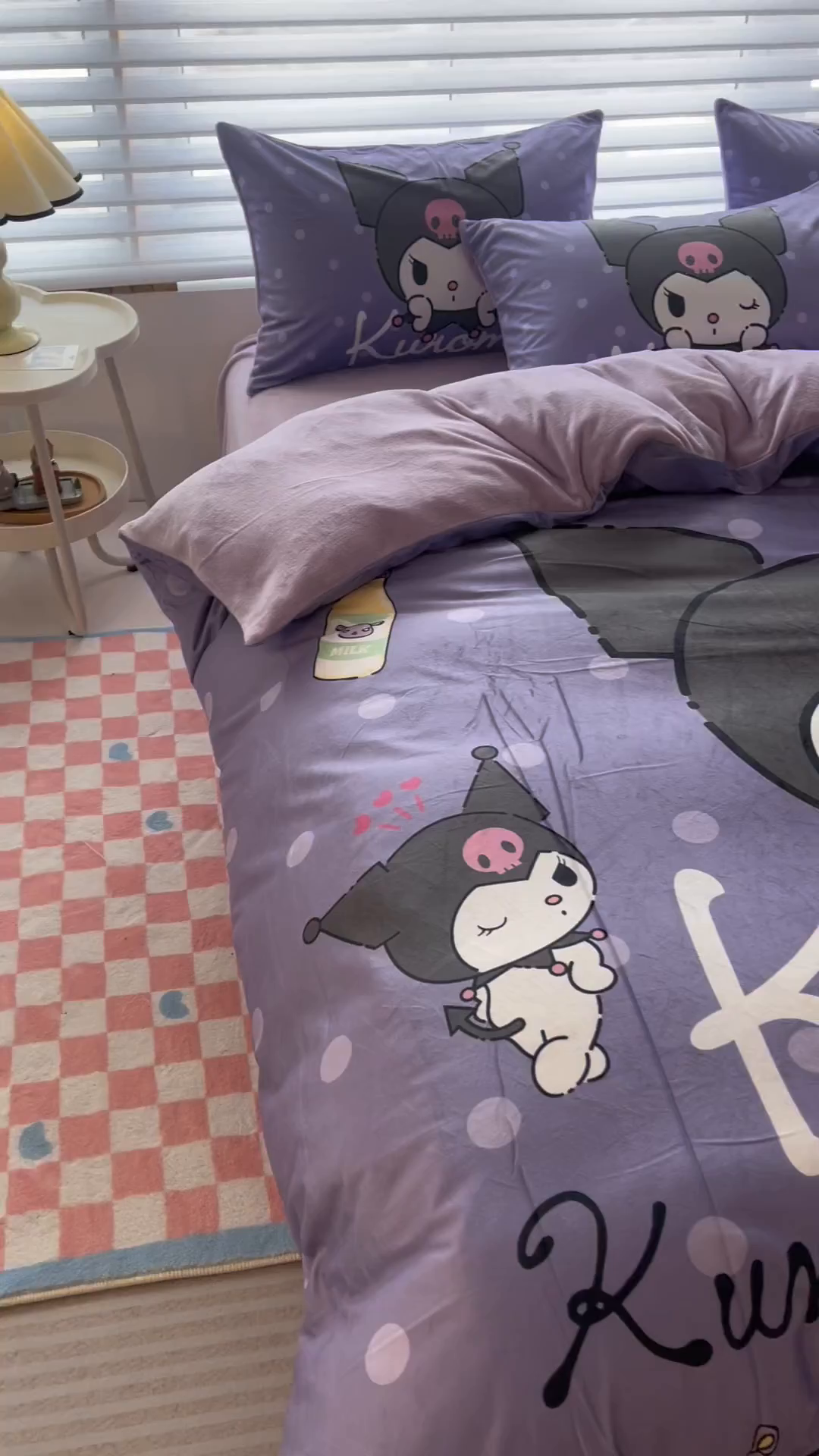 91家纺网 家纺一手货源 找家纺 一电 2025新款外贸跨境电商儿童卡通枕套亲肤牛奶绒学生枕头套子2 圆点库洛米