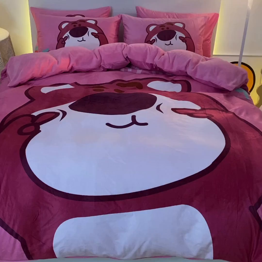 91家纺网 家纺一手货源 找家纺 （总）一电 2025新款外贸跨境电商儿童卡通枕套亲肤牛奶绒学生枕头套子2