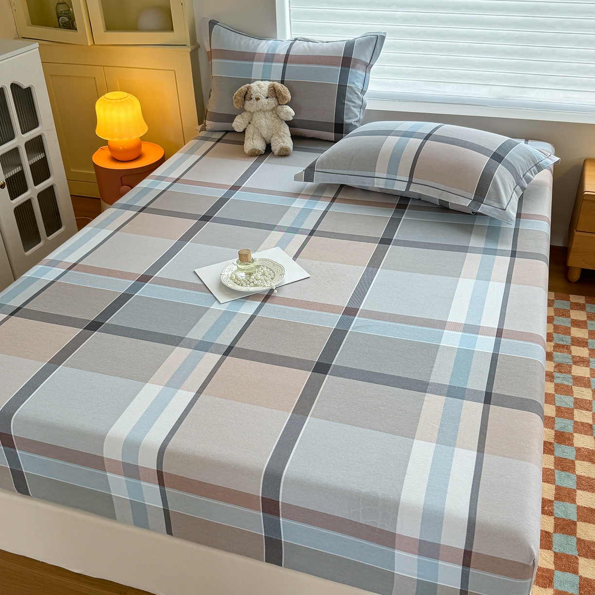 91家纺网 家纺一手货源 找家纺 壹贝家纺 2025新款全棉磨毛床笠系列 布伦特-咖