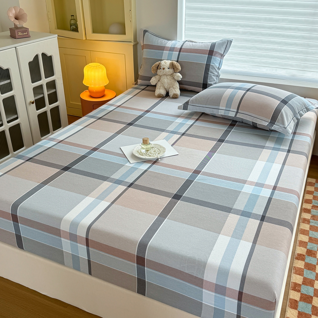 91家纺网 家纺一手货源 找家纺 壹贝家纺 2025新款全棉磨毛床笠系列 布伦特-咖