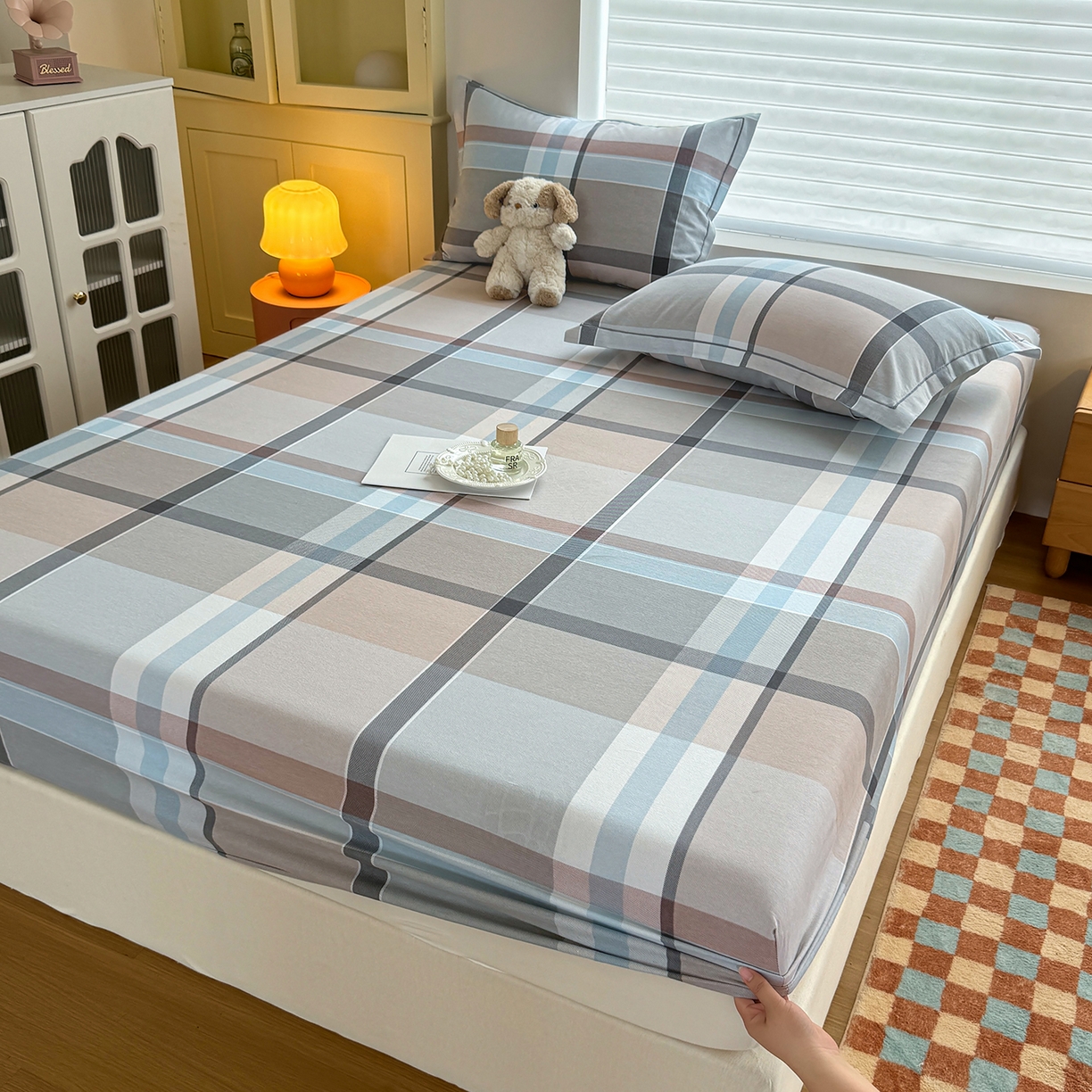 91家纺网 家纺一手货源 找家纺 壹贝家纺 2025新款全棉磨毛床笠系列 布伦特-咖