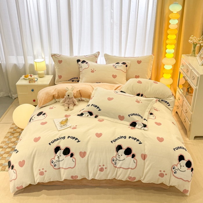 91家纺网 家纺一手货源 找家纺 （总）宅部落 2025新款高克重牛奶绒四件套法莱绒三件套单被套