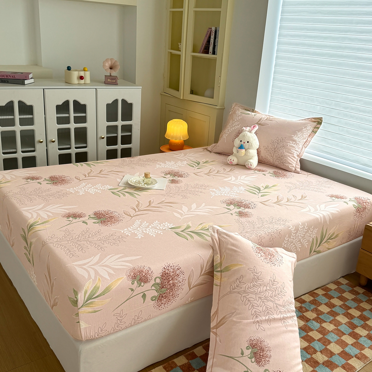 91家纺网 家纺一手货源 找家纺 壹贝家纺 2025新款全棉磨毛床笠系列 和风雅颂-桔