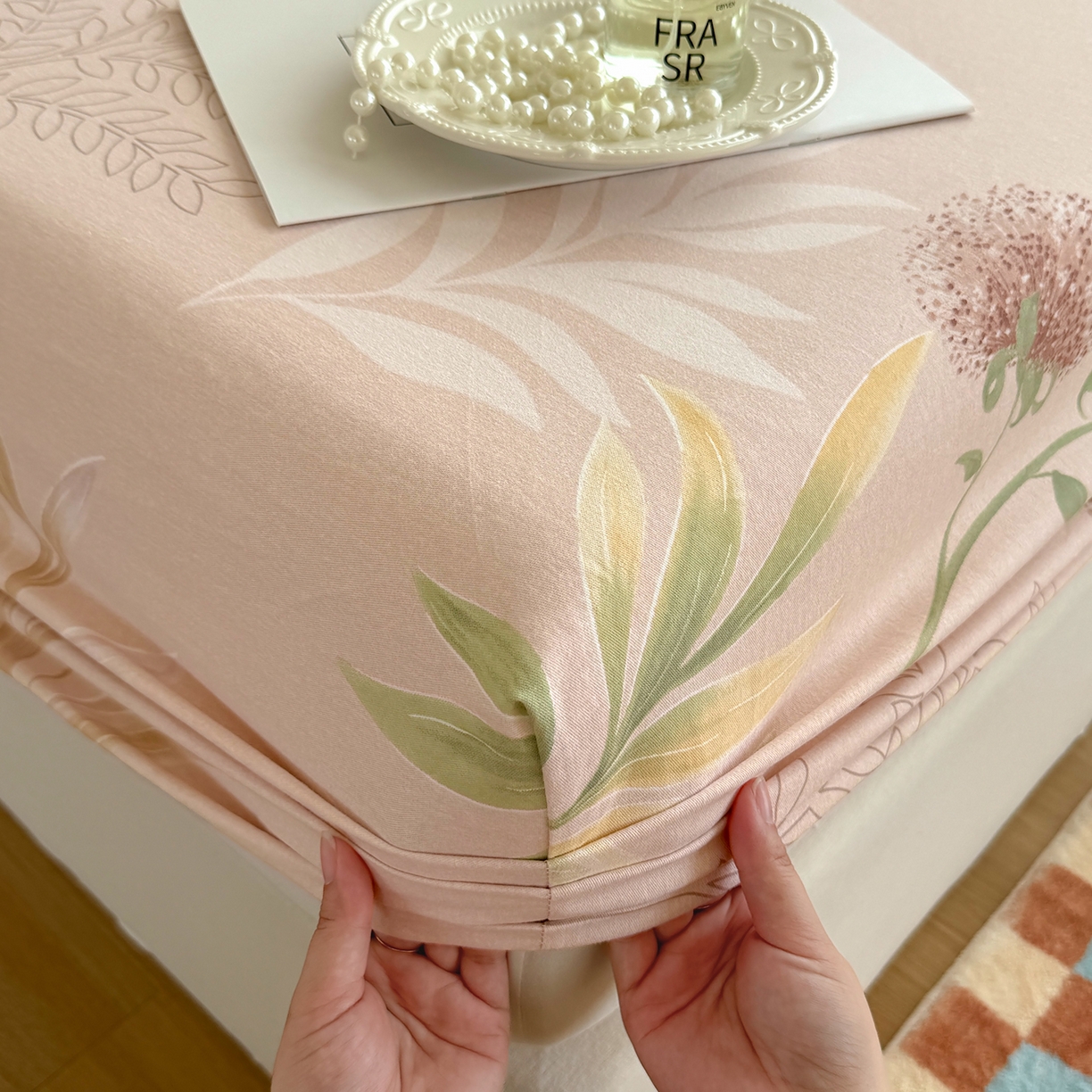 91家纺网 家纺一手货源 找家纺 壹贝家纺 2025新款全棉磨毛床笠系列 和风雅颂-桔