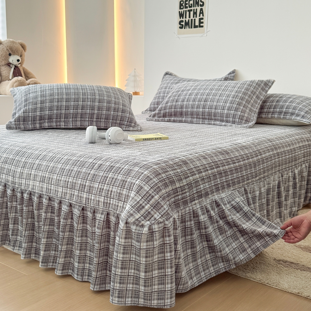 91家纺网 家纺一手货源 找家纺 （总）希朵家纺 2025新款可爱牛奶绒毛巾绣床盖四件套