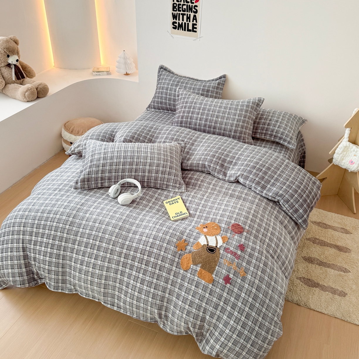 91家纺网 家纺一手货源 找家纺 （总）希朵家纺 2025新款可爱牛奶绒毛巾绣床盖四件套