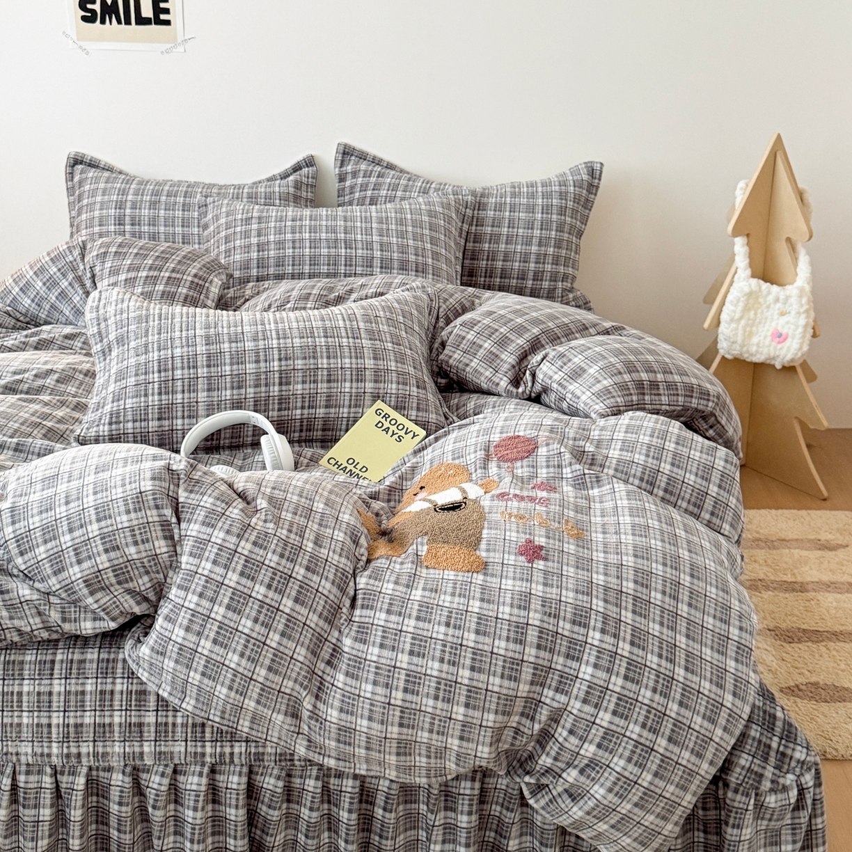 91家纺网 家纺一手货源 找家纺 （总）希朵家纺 2025新款可爱牛奶绒毛巾绣床盖四件套