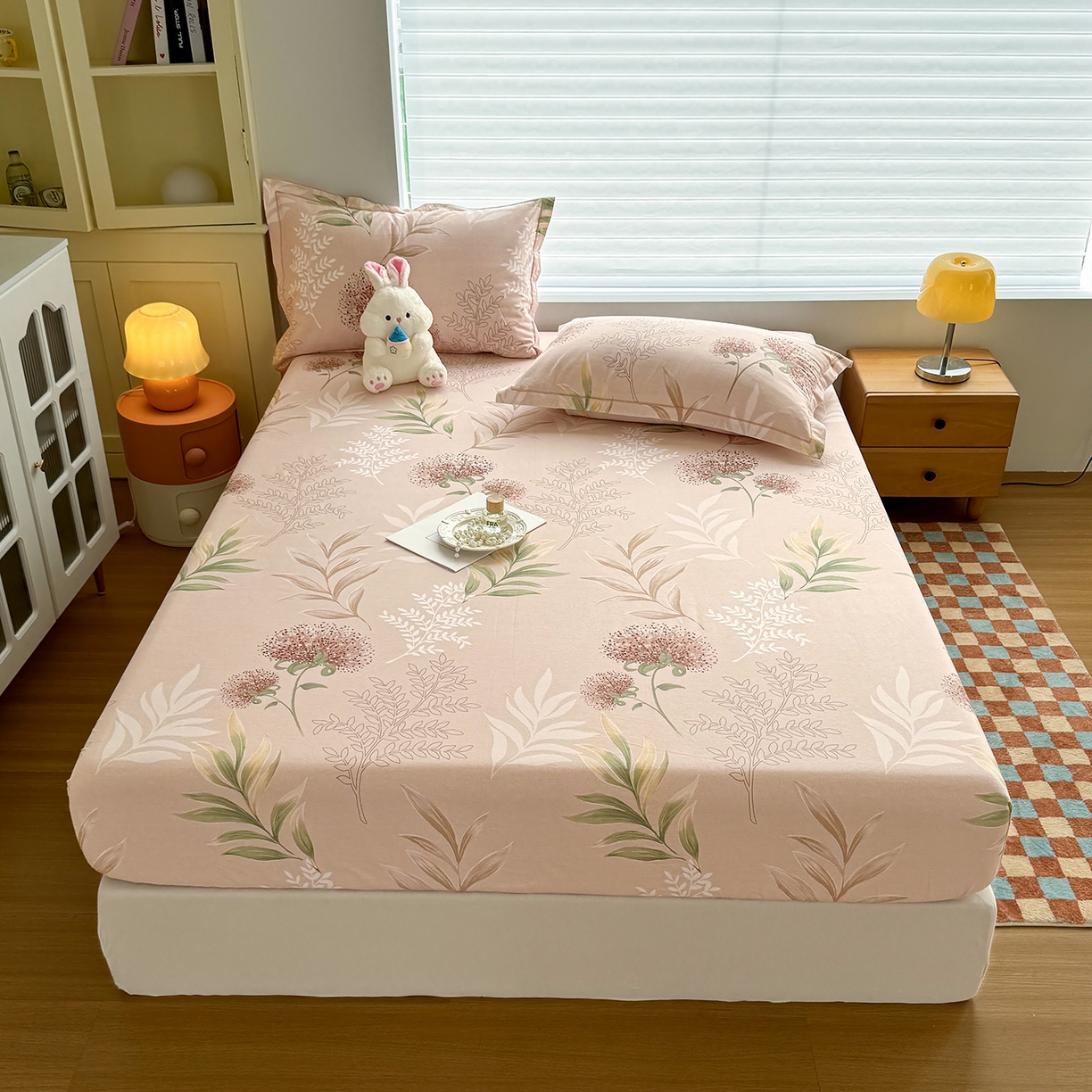 91家纺网 家纺一手货源 找家纺 壹贝家纺 2025新款全棉磨毛床笠系列 和风雅颂-桔