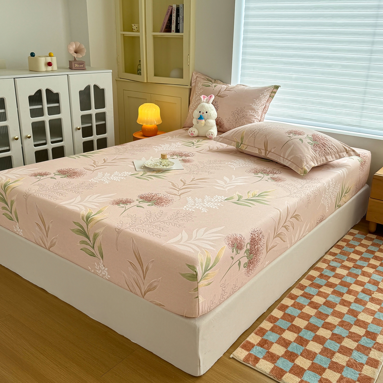 91家纺网 家纺一手货源 找家纺 壹贝家纺 2025新款全棉磨毛床笠系列 和风雅颂-桔