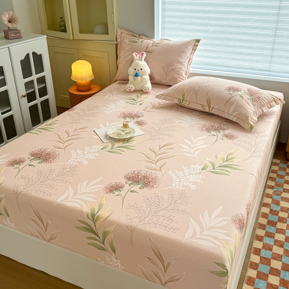 91家纺网 家纺一手货源 找家纺 壹贝家纺 2025新款全棉磨毛床笠系列 和风雅颂-桔