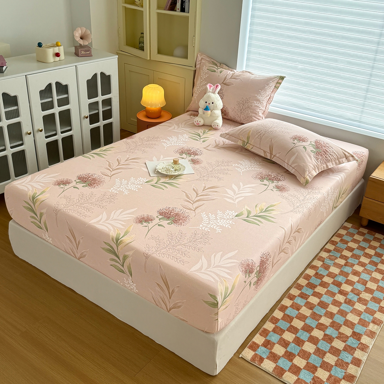 91家纺网 家纺一手货源 找家纺 壹贝家纺 2025新款全棉磨毛床笠系列 和风雅颂-桔