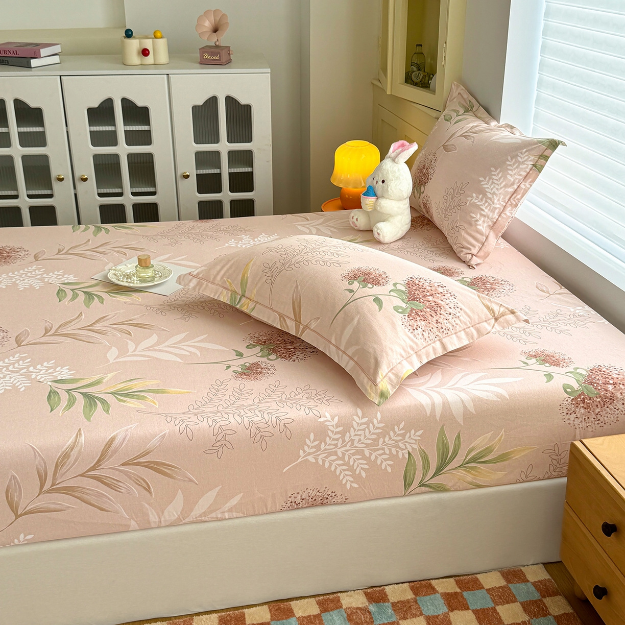 91家纺网 家纺一手货源 找家纺 壹贝家纺 2025新款全棉磨毛床笠系列 和风雅颂-桔