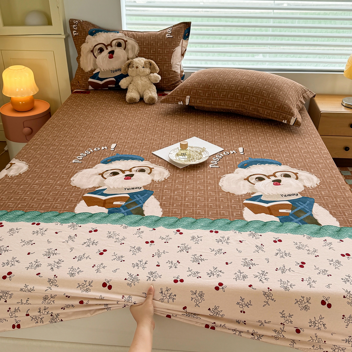 壹贝家纺 2025新款全棉磨毛床笠系列 凯宝-咖