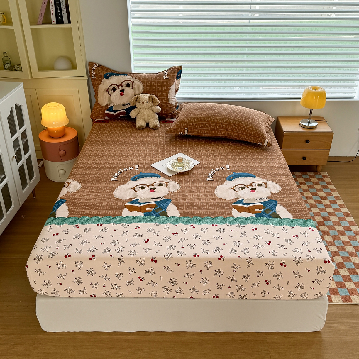 91家纺网 家纺一手货源 找家纺 壹贝家纺 2025新款全棉磨毛床笠系列 凯宝-咖