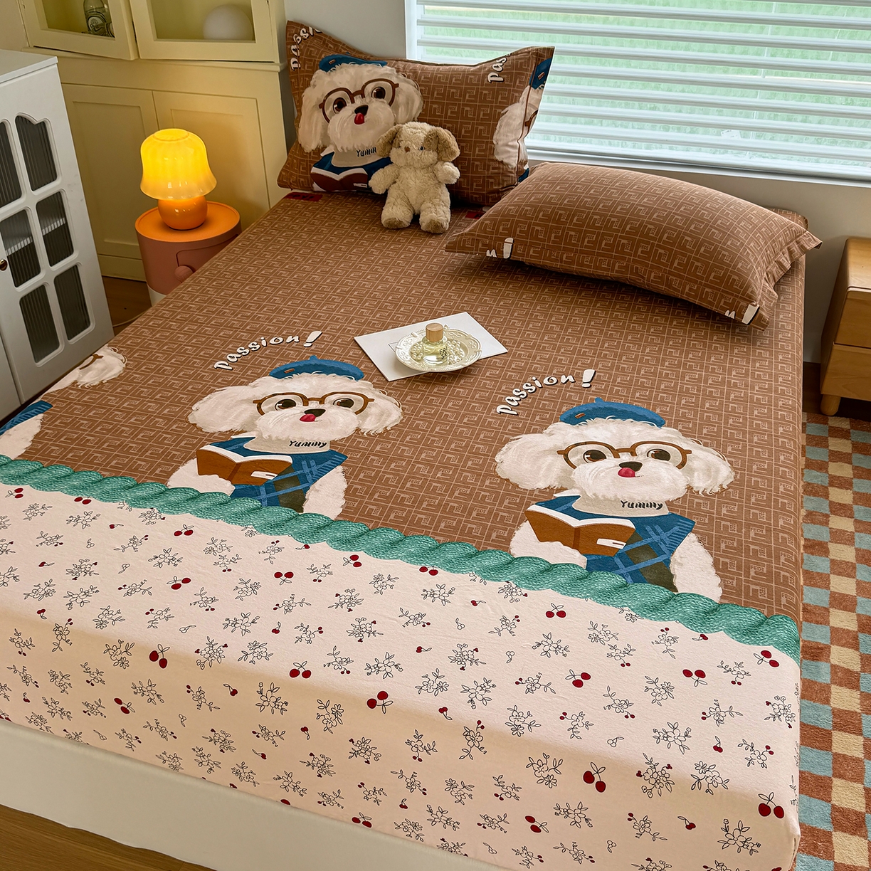 91家纺网 家纺一手货源 找家纺 壹贝家纺 2025新款全棉磨毛床笠系列 凯宝-咖