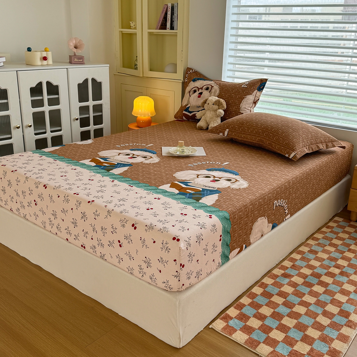 91家纺网 家纺一手货源 找家纺 壹贝家纺 2025新款全棉磨毛床笠系列 凯宝-咖