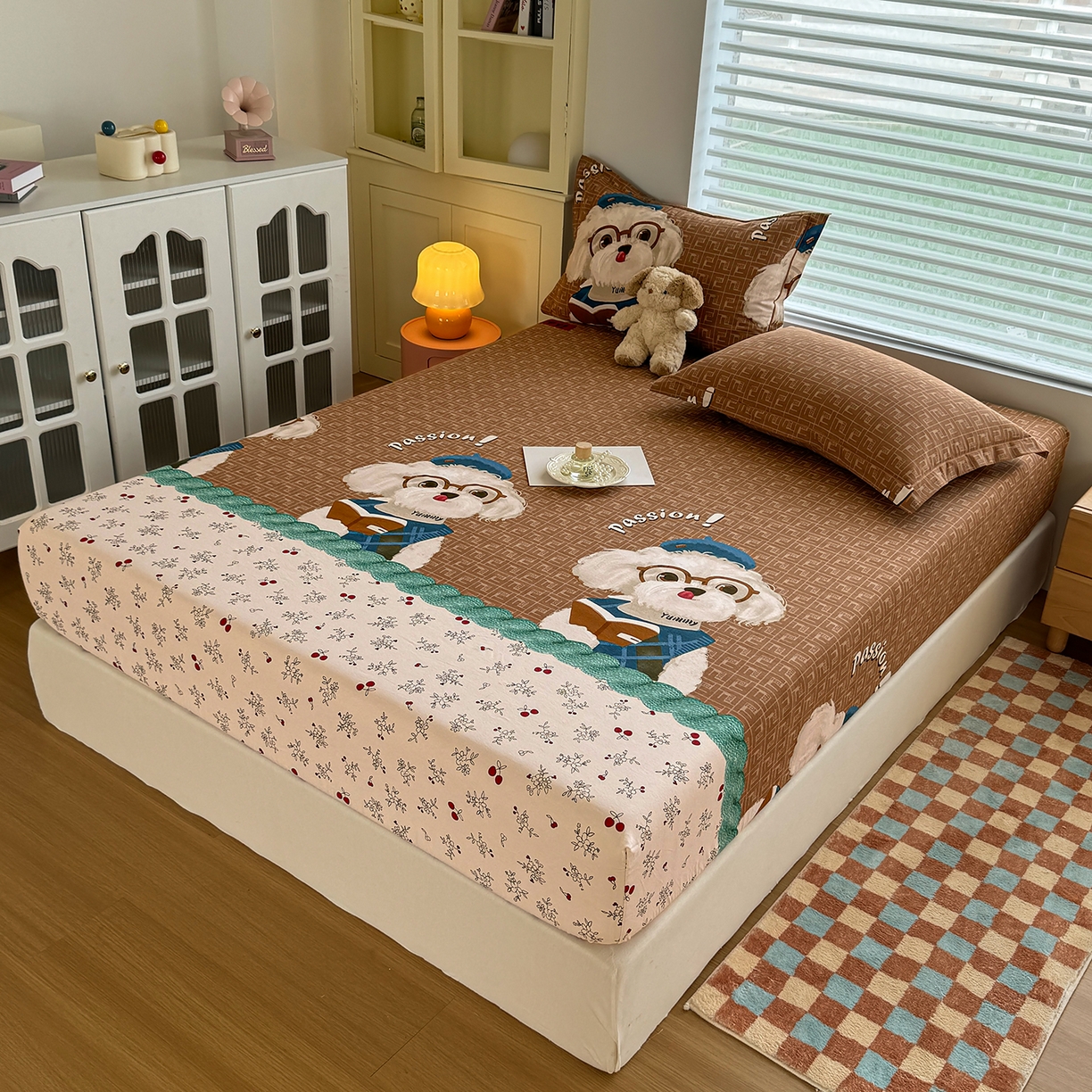 91家纺网 家纺一手货源 找家纺 壹贝家纺 2025新款全棉磨毛床笠系列 凯宝-咖