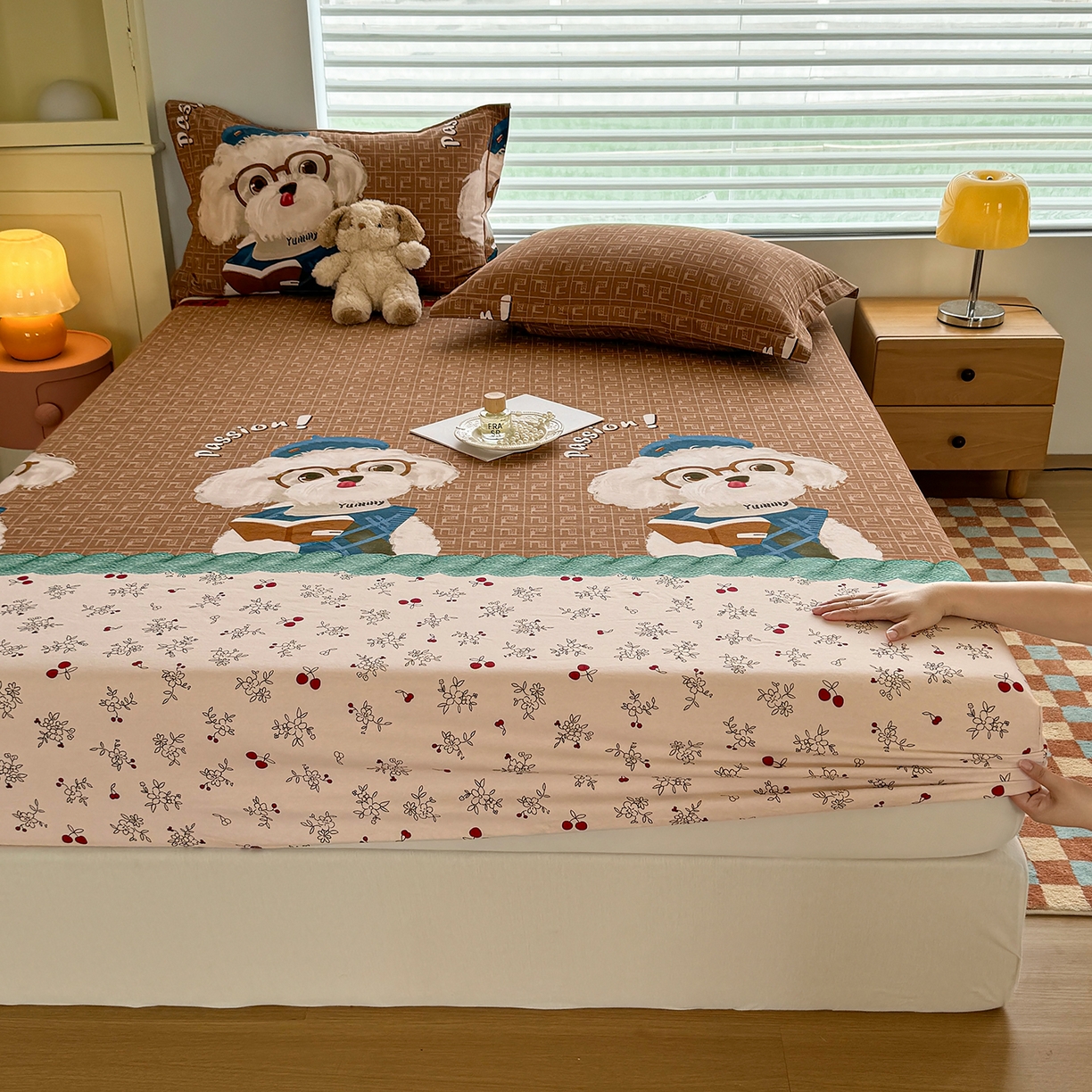 91家纺网 家纺一手货源 找家纺 壹贝家纺 2025新款全棉磨毛床笠系列 凯宝-咖