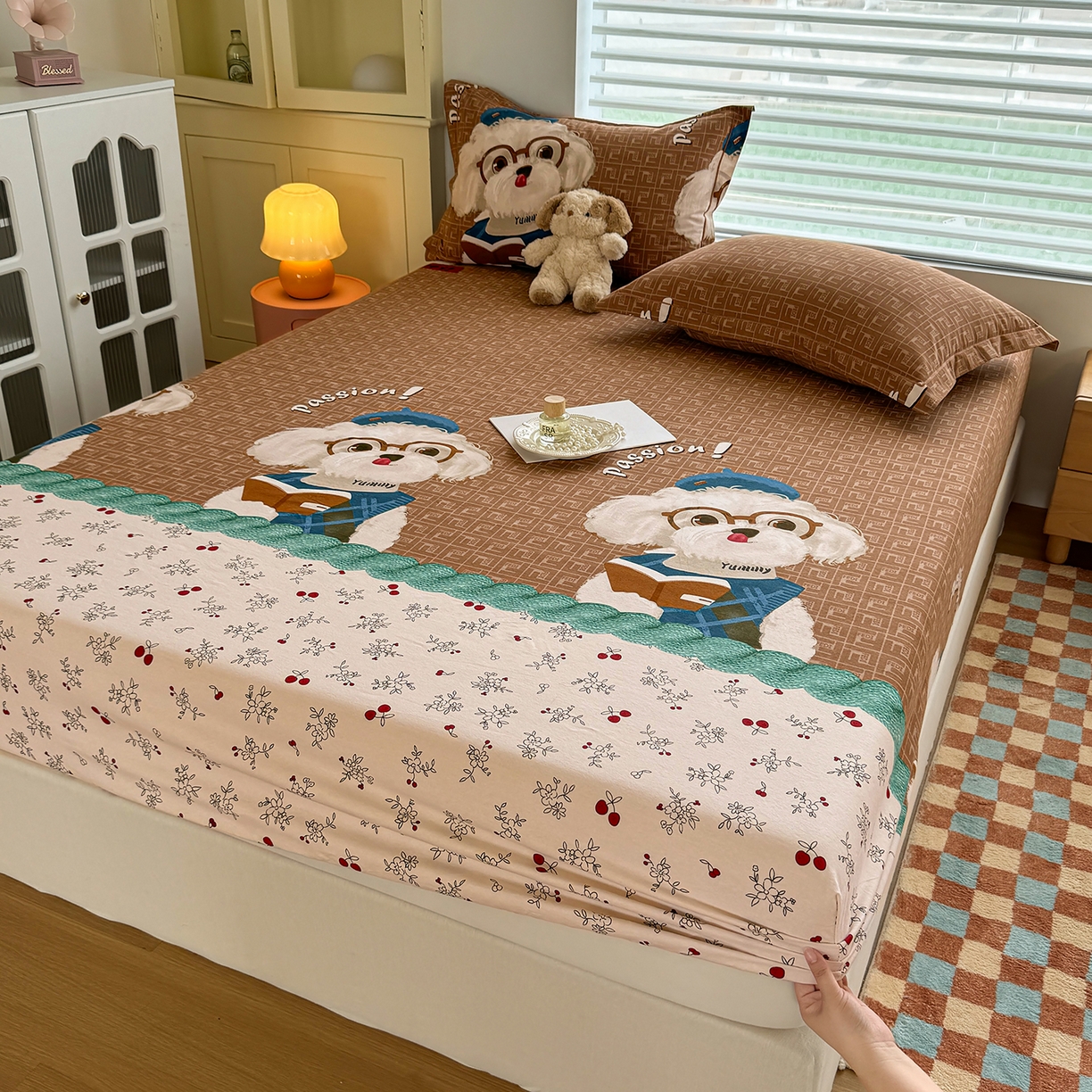 91家纺网 家纺一手货源 找家纺 壹贝家纺 2025新款全棉磨毛床笠系列 凯宝-咖