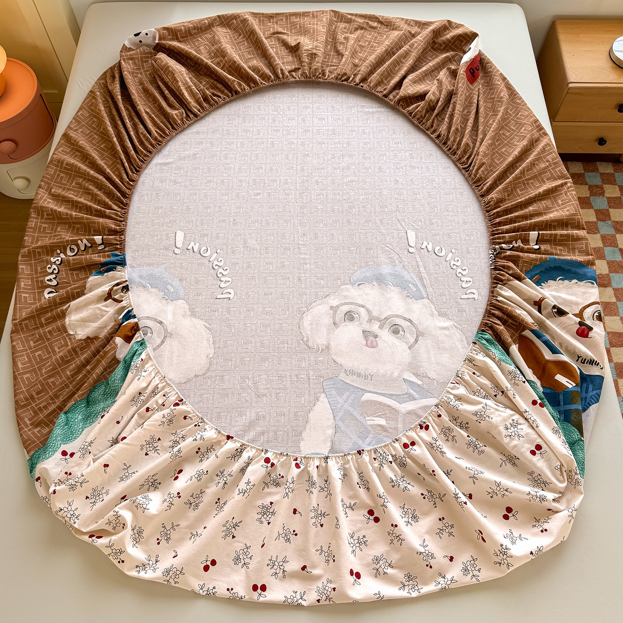 91家纺网 家纺一手货源 找家纺 壹贝家纺 2025新款全棉磨毛床笠系列 凯宝-咖